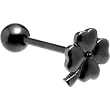 Black Four Leaf Clover Anodized Titanium Barbell