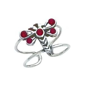Sterling Silver Crystal Butterfly Toe Ring