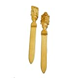 Christmas Gifts for Men & Women A Beautiful Set of 2 Handmade Wooden Paper Cutters with Intricate Carvings of an Elephant and a Lord Ganesha on the Handle ~ India Ethnicity