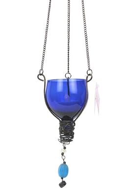 Bollywood Tealight Holder with Blue Cobalt Hanging Bead