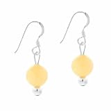  : STERLING SILVER 6MM GENUINE ARAGONITE STONE BEAD BEADED DANGLE HOOK EARRINGS