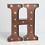 12" - Rustic Brown - Metal - Battery Operated - LED - Lighted Letter "H" | Gerson Wall Decor (92676)