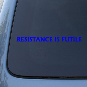  RESISTANCE IS FUTILE Borg Star Trek Decal Sticker #1636 | Vinyl Color: Blue