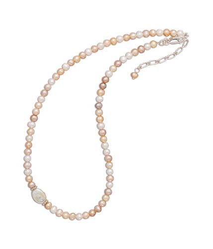 13+2 Extension Child's Necklace with Cultured Freshwater Pearls and Oval Coin Pearl