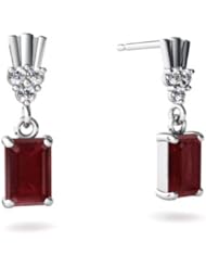 Genuine Ruby 14kt White Gold Dangle Drop Earrings