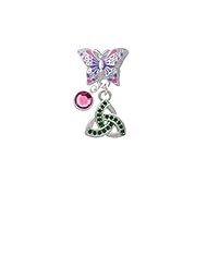 Jewelry: Small 2-D Green Trinity Knot Butterfly Charm Bead Dangle with Crystal Drop - Delight & Co.