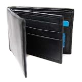 MEN'S BLACK BI-FOLD LEATHER WALLET W/EXTERIOR CC SLOT