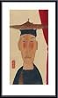 Art Poster Metal Framed Print - Man in Hat - Artist: Vu Thu Hien- Poster Size: 26 X 15