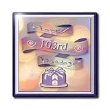 317bGkhYqRL. SL160  Check Out Ribbon and Cake Happy 103rd Birthday   12 Inch Glass Tile for $51.99