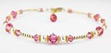 Rose -October Beaded Anklets: Swarovski Crystal Birthstone Jewelry. Adjustable 14K Gold Filled Ankle Bracelets