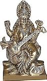 ShalinCraft Religious Statues of Hindu Goddess Saraswati in Brass 4.25 x 2.5 x 7.5 (saraswatib002)