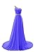 HTYS Bridal One Shoulder Beaded Chiffon Bridesmaid Empire Long Prom Dresses HY072