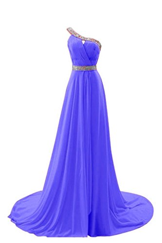 HTYS Bridal One Shoulder Beaded Chiffon Bridesmaid Empire Long Prom Dresses HY072