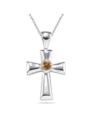 0.10 Ct Citrine Cross Pendant in Silver