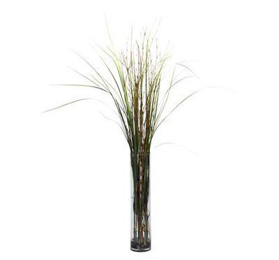 Grass & Bamboo w/Cylinder Silk Plant