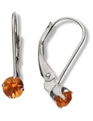 November 10 Karat White Gold Genuine 0.40tcw. 4mm Citrine Leverback Earrings for Girls