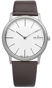 Skagen #858XLSLD Men's Ultra Slim Silver Dial Leather Band Dress Watch