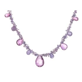 Sterling Silver, Tanzanite and Amethyst Briolette Necklace, 18 by Amazon.com Collection