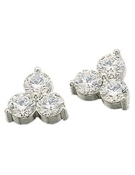Ann Harrington Jewelry Platinum 9/10 Ct Tw 3 Stone Diamond Earrings