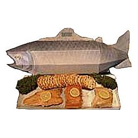 2 Foot Long * LIFE SIZE * Wild Alaskan Smoked Salmon, Trout & Halibut Gift Basket * KOSHER*