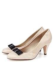 Leather Faux Snakeskin Mid Heel Court Shoes