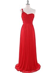 A-line Lace Asymmetric Draped Natural   Waistline Sheath Chiffon One Shoulder Floor Length Bridesmaid Dress 