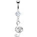 Clear Cubic Zirconia Clef Music Note Belly Ring
