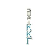 Kappa Kappa Gamma Lavaliere Drop Charm. Solid Sterling Silver with Enamel