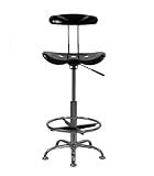 Black and Chrome Bar Stool Height Drafting Stool with Tractor Seat [LF-215-BLK-GG]