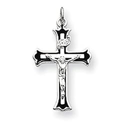 Sterling Silver Small Enameled Crucifix Charm Pendant