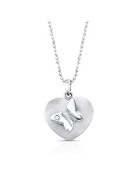 Victoria Kay Sterling Silver CZ Butterfly Heart Pendant, 18"