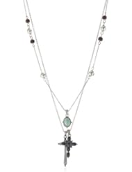 Lucky Brand Cross Turquoise-Color Charm Necklace, 18"