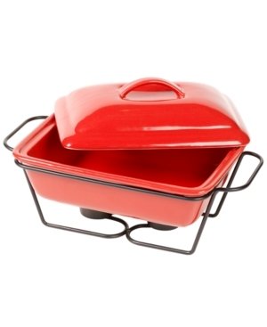 Bella 1.25 Quart Bake and Serve Buffet Server with Wire Rack Red
