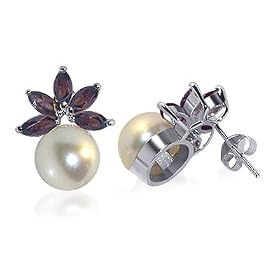 Cute 9 MM Fresh Water Pearl Amethyst Sterling Silver Stud Post Earrings