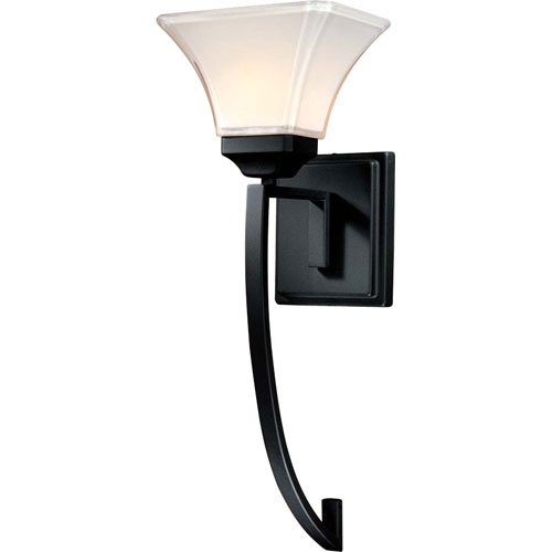 Minka Lavery 6810-66, Agilis Torchiere Glass Wall Sconce Lighting, 1 Light, 100 Total Watts, Black