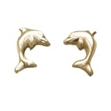 14k Yellow Gold High Polished Dolphin Post Earrings