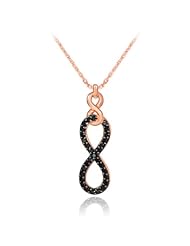 14k Rose Gold Vertical Infinity Black CZ Necklace