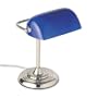 Ledu L557BL Traditional Banker's Lamp, 14 High, Cobalt Blue Glass Shade, Chrome Base