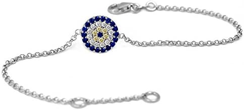 Sterling Silver Blue Evil Eye CZ Bracelet