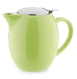 Copco Ceramic 20-Ounce Tea Pot With Stainless-Steel Lid And Infuser, Happy Green