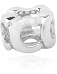 De Buman Sterling Silver Letter C Charm Bead-fits Pandora, Troll & Chamilia European Charm Bracelets