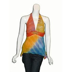 ALICE and TRIXIE Gia Silk Rainbow Halter Top