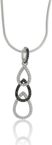 Ryssa925 Micropave Sterling Silver Sworovski CZ Black & White Triple Drop Pendant (Incl Sterling 925 Silver Chain)