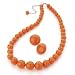 New Ladies Orange Plastic Bead Fashion Necklace Set Uk