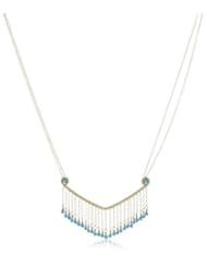 Dana Kellin Perfect Turquoise and Gold Short Fringe Bar Necklace