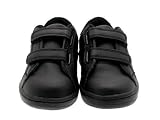 KIDS BOYS GIRLS BLACK LEATHER SCHOOL SHOES VELCRO TRAINERS SIZES 6 - 12