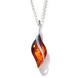 Honey Amber and Sterling Silver Pendant, 18"
