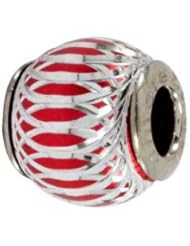 Amore & Baci Red Silver & Aluminium Bead - Fits On Pandora Chamilia And Troll Bracelets