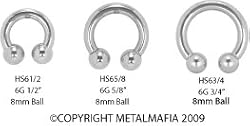 INTERNALLY THREADED 6G STEEL HORSESHOE HS61/2- 6G 1/2" 8MM BALL