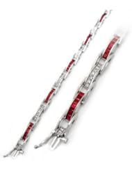 2.11 Carat Diamond and Ruby Bracelet in 14K White Gold